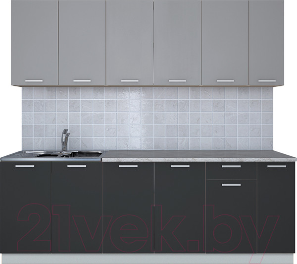 Изображение товара Кухонный гарнитур Интерлиния Мила Лайт 2.3 (серебристый/антрацит/опал светлый)