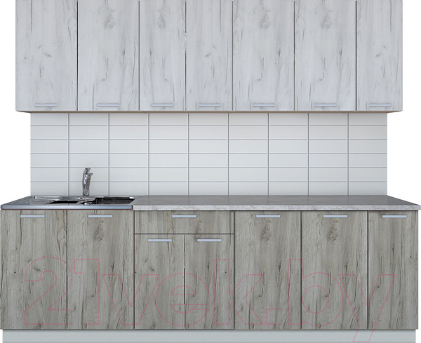 Изображение товара Кухонный гарнитур Интерлиния Мила Лайт 2.5 (дуб белый/дуб серый/опал светлый)