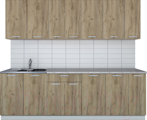 Изображение товара Кухонный гарнитур Интерлиния Мила Лайт 2.5 (дуб золотой/опал светлый)