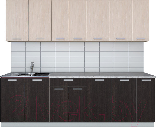 Изображение товара Кухонный гарнитур Интерлиния Мила Лайт 2.5 (дуб молочный/дуб венге/опал светлый)