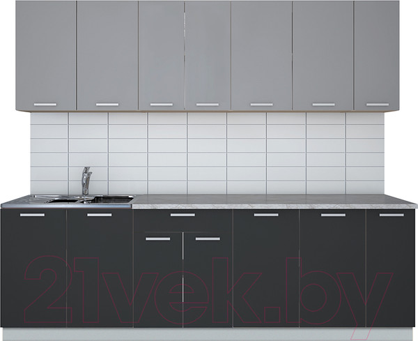 Изображение товара Кухонный гарнитур Интерлиния Мила Лайт 2.5 (серебристый/антрацит/опал светлый)