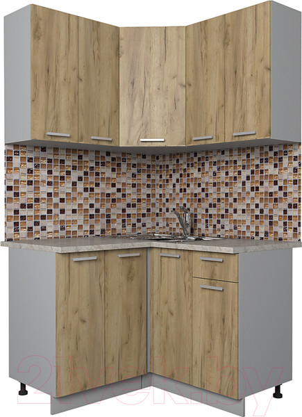 Изображение товара Кухонный гарнитур Интерлиния Мила Лайт 1.2x1.2 (дуб золотой/опал светлый)