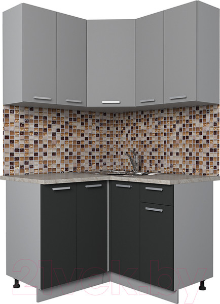 Изображение товара Кухонный гарнитур Интерлиния Мила Лайт 1.2x1.2 (серебро/антрацит/опал светлый)