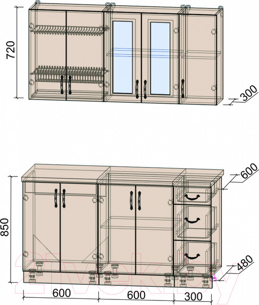 Изображение товара Кухонный гарнитур Интерлиния Мила Крафт 1.5 (дуб снежный)