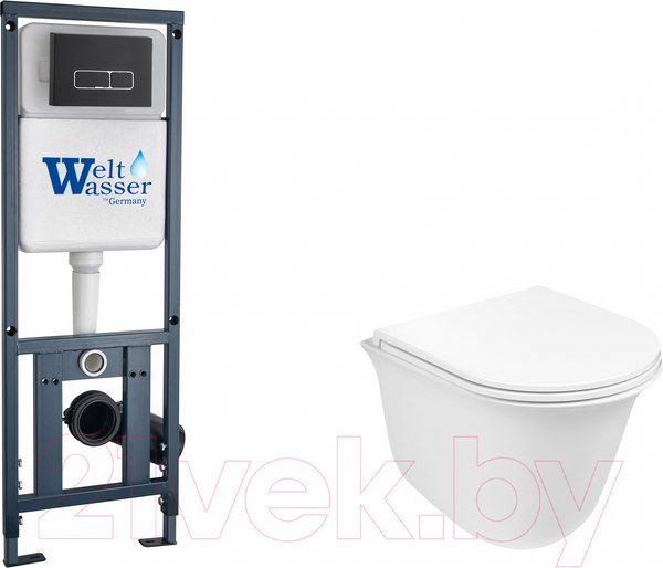 Изображение товара Унитаз подвесной с инсталляцией WeltWasser Marberg 410 + Telbach 004 GL-WT + Mar 410 SE MT-BL