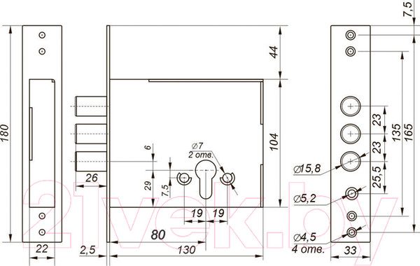 Изображение товара Замок врезной Гардиан 8201 (б/ц)