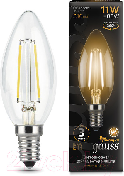 Изображение товара Лампа Gauss Filament Candle Е14 11W 2700К / 103801111
