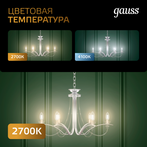 Изображение товара Лампа Gauss Filament Candle Е14 11W 2700К / 103801111