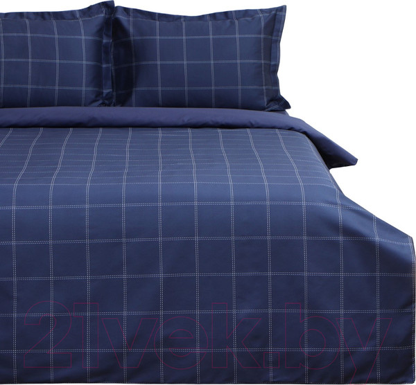 Изображение товара Комплект постельного белья Этель Cage Евро / 10060131 (темно-синий)