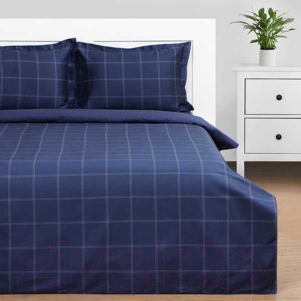 Изображение товара Комплект постельного белья Этель Cage Евро / 10060131 (темно-синий)