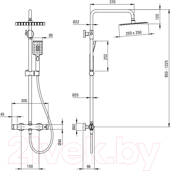 Изображение товара Душевая система со смесителем Deante Titanium NAC_D4HT