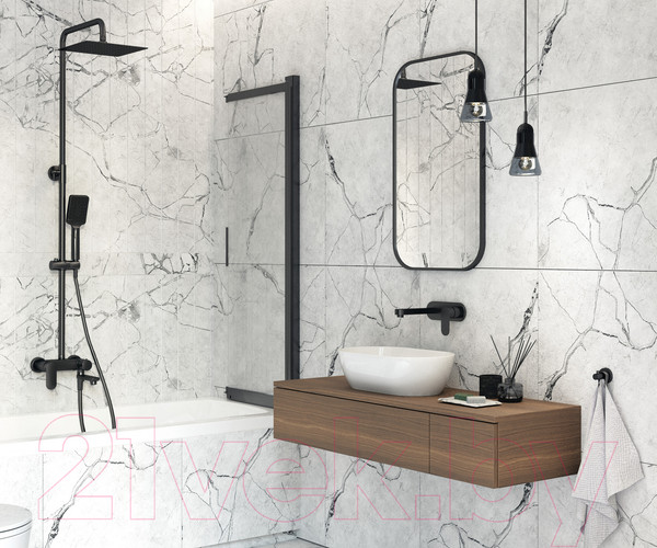 Изображение товара Стеклянная шторка для ванны Deante Prizma Nero KTJ_N73R