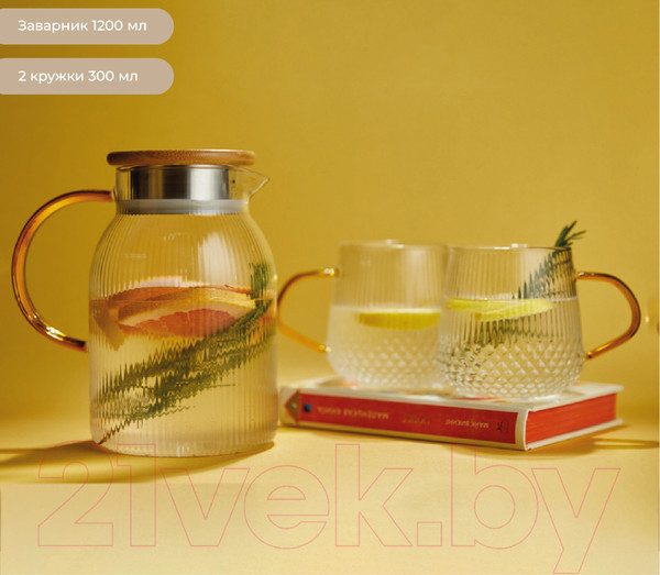 Изображение товара Чайный набор Makkua Ribbed Glassware RT1200 + RC300 (2шт)