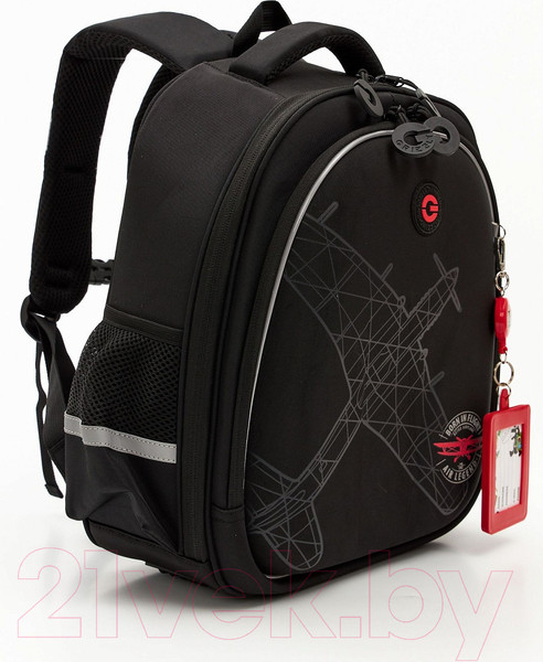 Изображение товара Школьный рюкзак Grizzly RAz-487-7 (черный/красный)