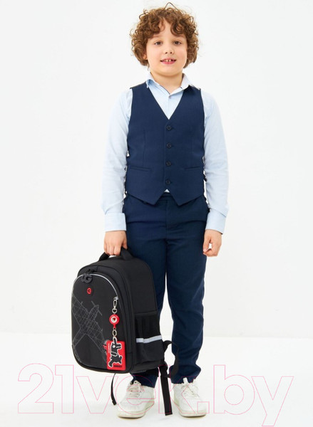 Изображение товара Школьный рюкзак Grizzly RAz-487-7 (черный/красный)