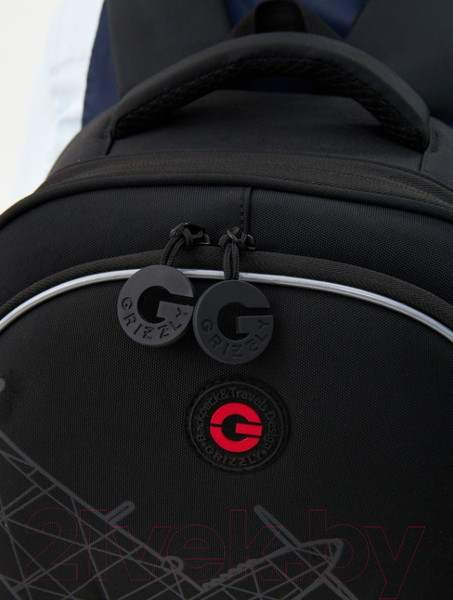 Изображение товара Школьный рюкзак Grizzly RAz-487-7 (черный/красный)