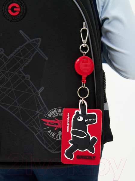 Изображение товара Школьный рюкзак Grizzly RAz-487-7 (черный/красный)