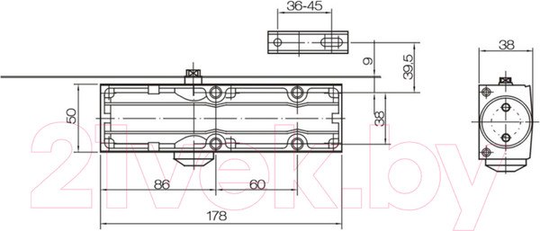 Изображение товара Доводчик с рычагом БУЛАТ Profi ДД 802/3 A-B (черный)