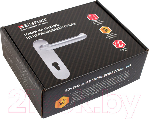 Изображение товара Ручка дверная БУЛАТ 72.09НС Aisi 304 Inox 14865 (нержавеющая сталь)