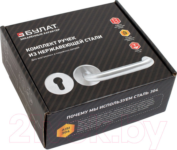 Изображение товара Ручка дверная БУЛАТ 01.09НС Aisi 304 Inox 14863 (нержавеющая сталь)