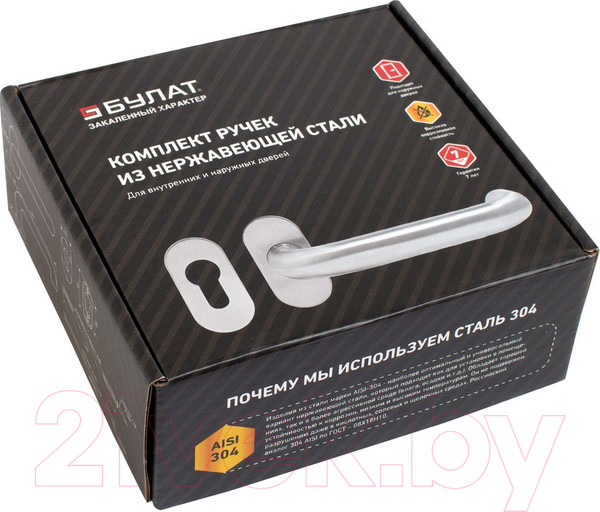 Изображение товара Ручка дверная БУЛАТ 02У.09НС Aisi 304 Inox 14864 (нержавеющая сталь)