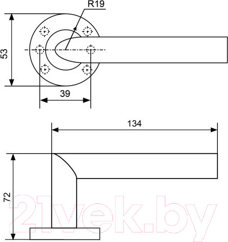 Изображение товара Ручка дверная Стандарт 0201 SS (35-70) Inox (нержавеющая сталь)