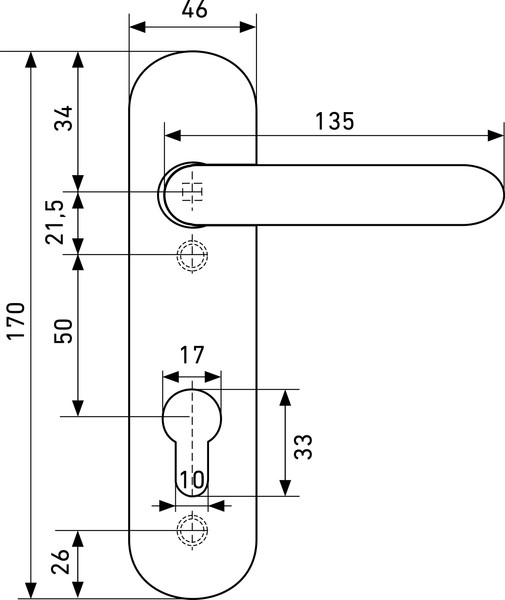 Изображение товара Ручка дверная Стандарт Строитель 1303 (50-90) (черный)