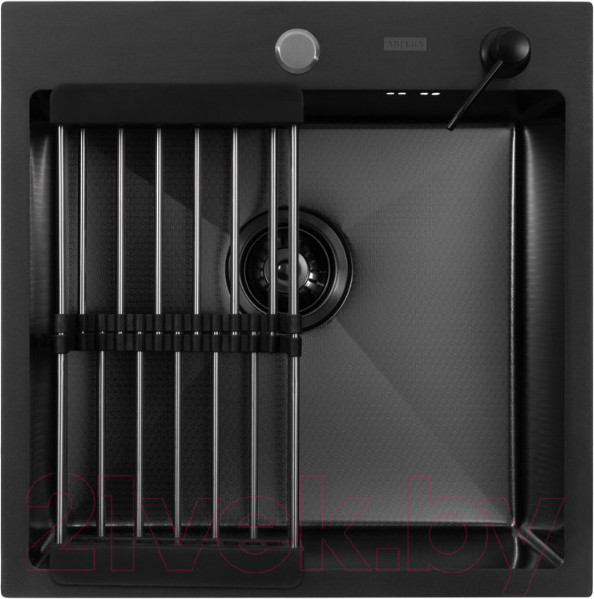 Изображение товара Мойка кухонная Arfeka Eco AR 50x50 + CL AR + DS AR (Black Decor PVD Nano, с дозатором и коландером)