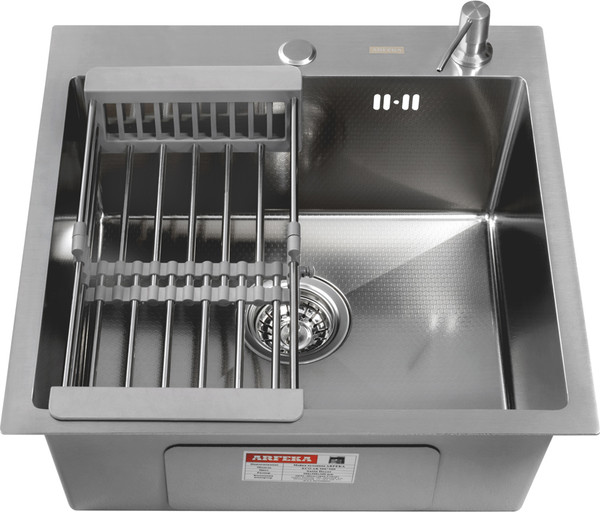 Изображение товара Мойка кухонная Arfeka Eco AR 50x50 + CL AR + DS AR (Satin Decor, с дозатором и коландером)