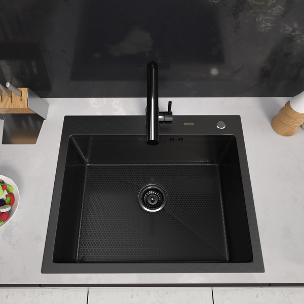 Изображение товара Мойка кухонная Arfeka Eco AR PVD Nano Decor 60x50 (черный)