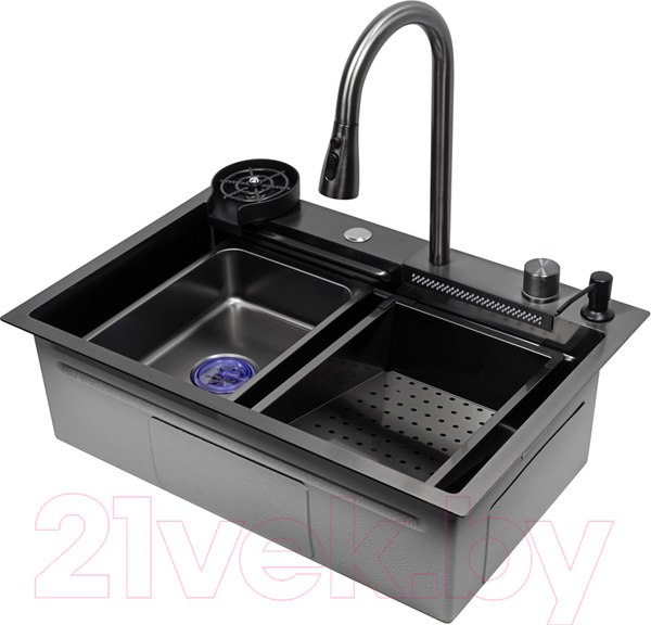 Изображение товара Мойка кухонная со смесителем Arfeka Eco AR PVD Nano 68x45 (черный)