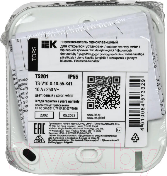 Изображение товара Выключатель IEK Tors TS-V10-0-10-55-K41 (белый)