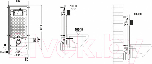 Изображение товара Унитаз подвесной с инсталляцией WeltWasser Jeckenbach 004 GL-WT + Marberg 507 SE