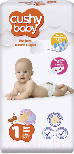 Изображение товара Подгузники детские Cushy Baby Newborn Eco Pack (34шт)