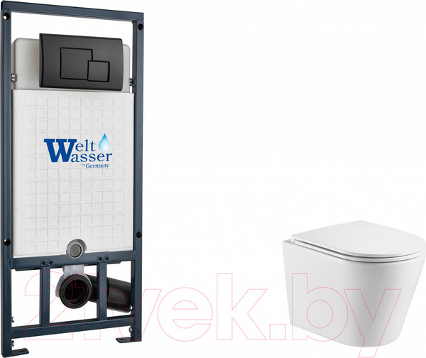 Изображение товара Унитаз подвесной с инсталляцией WeltWasser Marberg 507 + Salzbach 043 GL-WT + Mar 507 SE MT-BL