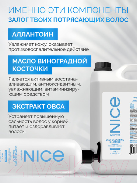Изображение товара Шампунь для волос NICE by Septivit Глубокой Очистки (5л)