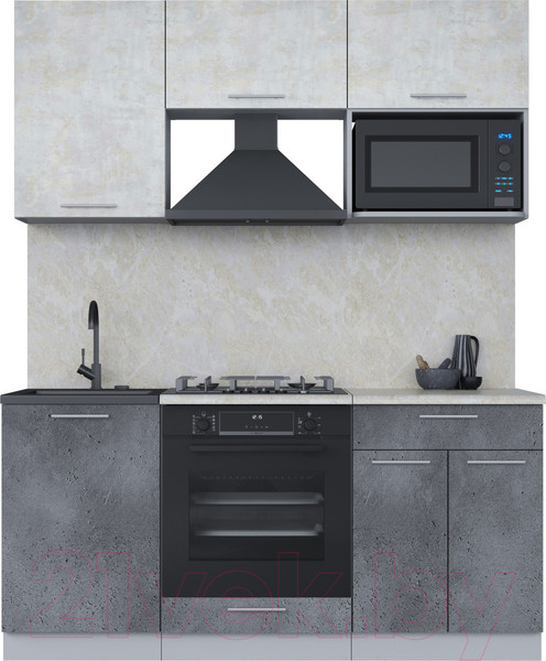 Изображение товара Кухонный гарнитур Интерлиния Мила 1.7 ВТ (бетон лайт/бетон портленд/опал светлый)