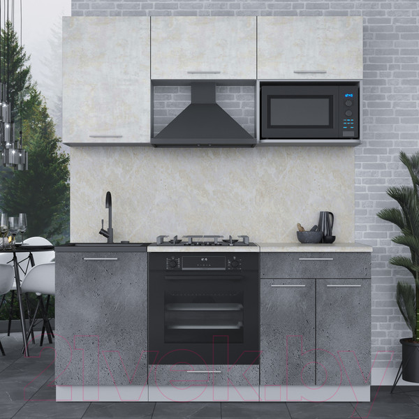 Изображение товара Кухонный гарнитур Интерлиния Мила 1.7 ВТ (бетон лайт/бетон портленд/опал светлый)