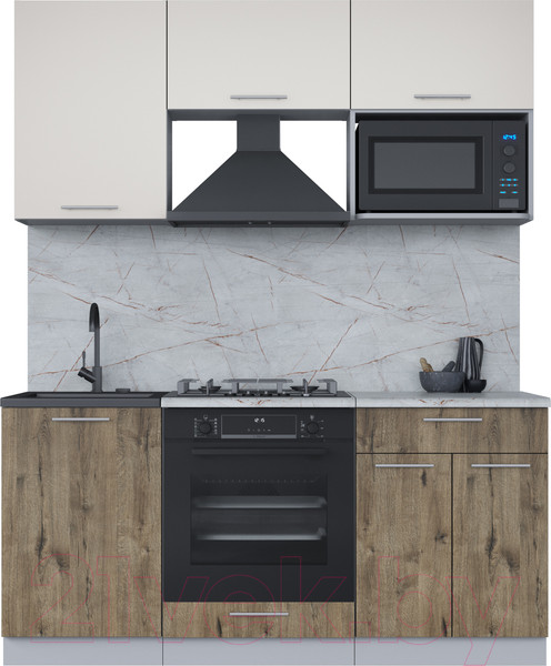 Изображение товара Кухонный гарнитур Интерлиния Мила 1.7 ВТ (персидский жемчуг/дуб веллингтон/серый каспий)