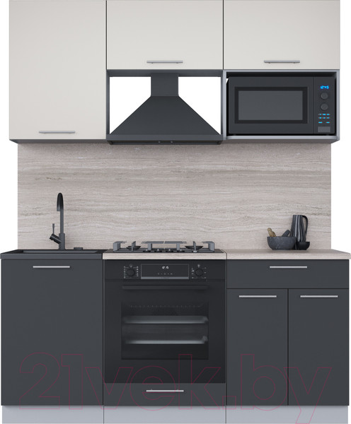 Изображение товара Кухонный гарнитур Интерлиния Мила 1.7 ВТ (персидский жемчуг/антрацит/травертин серый)