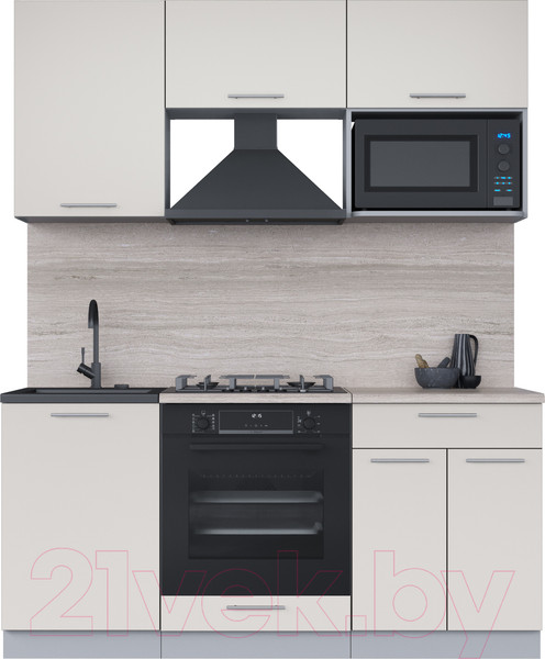 Изображение товара Кухонный гарнитур Интерлиния Мила 1.7 ВТ (персидский жемчуг/персидский жемчуг/травертин серый)