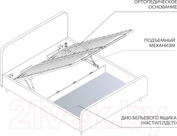 Изображение товара Двуспальная кровать Мебельград Севилья с подъемным ортопедическим основанием 160x200 (альба светло-коричневый)