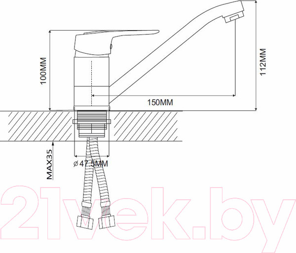 Изображение товара Смеситель Ekko EM4504-2