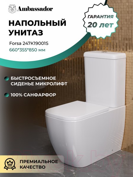 Изображение товара Унитаз напольный Ambassador Forsa / 247K19001S (с сиденьем)