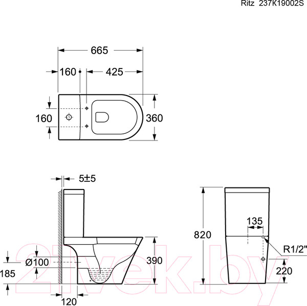Изображение товара Унитаз напольный Ambassador Ritz / 237K19002S (с сиденьем)