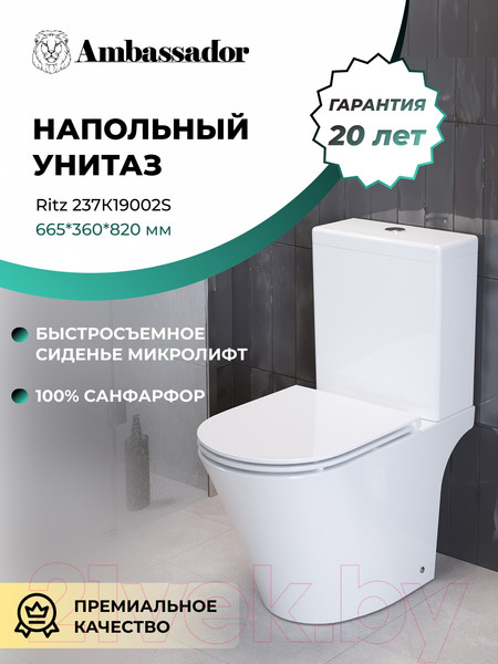 Изображение товара Унитаз напольный Ambassador Ritz / 237K19002S (с сиденьем)