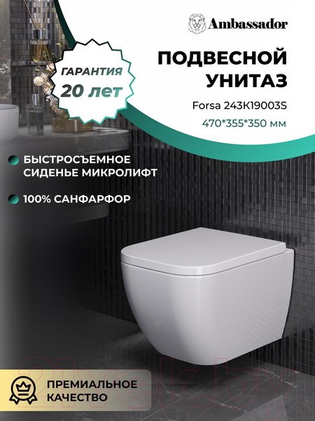 Изображение товара Унитаз подвесной Ambassador Forsa / 243K19003S