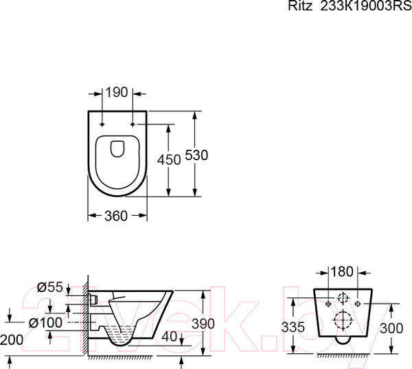 Изображение товара Унитаз подвесной Ambassador Ritz / 233K19003RS