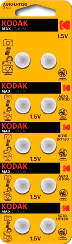 Изображение товара Комплект батареек Kodak Max Button Cell AG10 LR54 10BL (10шт)