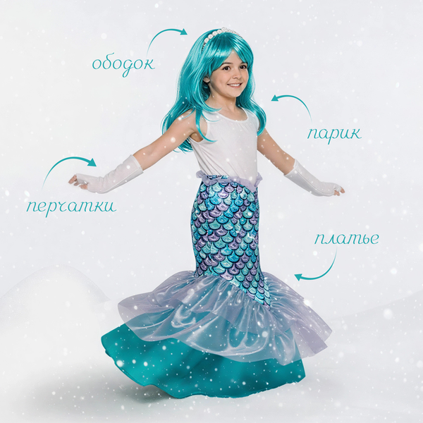 Изображение товара Костюм карнавальный Пуговка Русалка / 2017 к-18 (р.140-72)